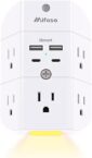 Surge Protector Outlet Extender – with Night Light, 5-Outlet Splitter and 4 USB Ports (2 USB C Charger), Multi Plug Outlet for Home, Dorm Room Essentials