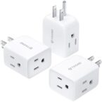 TROND Multi Plug Wall Outlet Extender – 3 Pack Multiple Plug Extension Outlet Splitter Adapter, Horizontal 3 Way Grounded Socket, for Home Office Dorm Room Cruise Ship Travel Essentials, White