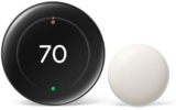 Google Nest Learning Thermostat (4th Gen, 2024) with Nest Temperature Sensor – Energy Saving Smart Thermostat with Adaptive Eco – Works with Alexa and Google Home App – Polished Obsidian