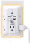 Surge Protector, Outlet Extender with Night Light, Addtam 5-Outlet Splitter and 4 USB Ports(1 USB C), Multi Plug Wall Outlet for Home Office Dorm Room Essentials