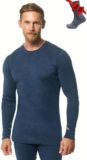 Merino.tech Merino Wool Base Layer – Mens 100% Merino Wool Long Sleeve Thermal Shirts Heavyweight, Midweight, Lite with Socks