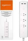 Amazon Basics Rectangle Smart Plug Power Strip with 3 Individually Controlled Outlets and 2 USB-A Ports, Works with Alexa Only, 2.4 GHz Wi-Fi, No Hub Required, White, 11 x 2.6 x 1.4 inches