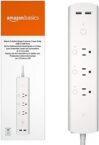 Amazon Basics Rectangle Smart Plug Power Strip with 3 Individually Controlled Outlets and 2 USB-A Ports, Works with Alexa Only, 2.4 GHz Wi-Fi, No Hub Required, White, 11 x 2.6 x 1.4 inches