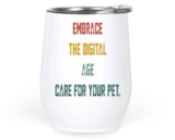 Inspirational Gift Digital Pet Care Technology Gift for & Ns – Retro Pixel Card Game Fun – 12 Oz White Stainless Steel Wine Tumbler