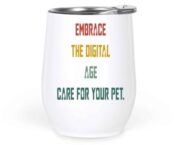 Inspirational Gift Digital Pet Care Technology Gift for & Ns – Retro Pixel Card Game Fun – 12 Oz White Stainless Steel Wine Tumbler