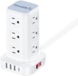 PD 20W USB C Surge Protector, Mini Power Strip Tower Travel 12 AC 4 USB Power Strip with USB Ports 6.5FT Overload Protection for Home Office