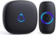SECRUI Wireless Doorbell, Easy installation, Waterproof, Adjustable Volume, 58 Chimes, Colorful LED, 1000Ft Range, M520+F55, Black