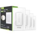 Ghome Smart Dimmer Switch – 2.4GHz Wi-Fi Smart Switch Compatible with Alexa and Google Home, White 4 Pack