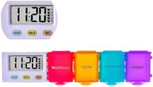 [2024New] 1 Day 4 Times Pill Organizer,5 Alarms+1 Timer,Loud Sound,Large Compartment,Large Screen,Moisture-Proof Design,Hold Vitamins,Fish Oil,Weekly Pill Box/Cases,Daily Medicine Dispenser