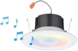 Juno 6 Inch Smart Recessed Light Speaker, Bluetooth, Alexa, Google Home Compatible, RGBW Speaker Downlight, Dynamic Color Red Green Blue White, Matte White (J6SLC RGBW MW M6)
