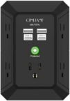 USB Wall Charger, Surge Protector, QINLIANF 5 Outlet Extender with 4 USB Charging Ports (4.8A Total) 3-Sided 1680J Power Strip Multi Plug Outlets Wall Adapter Spaced for Home Travel Office(2U2C),Black