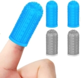 Dog Toothbrush for Dog Teeth Cleaning,4 Pack Dog Tooth Brushing Kit Cat Toothbrush with Full Surround Bristles, Dental Care for Puppies/Cats,Finger Tooth Brush for Medium/Large Dog (Gray)