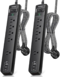 2 Pack Surge Protector Power Strip – USB C Power Strip, Flat Extension Cord with 5 Widely 3 USB (2 USB-C) Ports, Desktop Charging Station for Home Office College Dorm Room Essentials