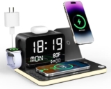 acer 7-in-1 Wireless Charging Station: Charger Stand for Multiple Devices for Apple – iPhone 16 15 14 13 12 Pro Max Apple Watch Airpods, Wireless Charger iPhone Charging Station with Bluetooth TimeSyn