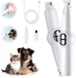 2 in 1 Dog Clippers Grooming Kit, USB Rechargeable Dog Paw Trimmer Low Noise LED Light Dog Nail Trimmers,Cordless Dog Nail Grinder with 3 mode for Dogs Cats,Pet Hair Trimmer for dogs Paws Eyes Ears