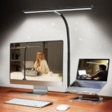 LED Desk Lamp for Office Home, Eye-Caring Desk Light with Stepless Dimming Adjustable Flexible Gooseneck, 10W USB Adapter Desk Lamp with Clamp for Reading, Study, College Dorm Room Essentials