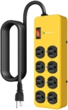 Wall Mount Power Strip,8 Outlet Heavy Duty Power Strip with 2700 Joules Surge,15Amp Metal Mountable Surge Protector for Home,Office,Garage & Workshop,14AWG Extension Cord