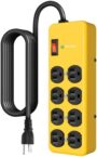 Wall Mount Power Strip,8 Outlet Heavy Duty Power Strip with 2700 Joules Surge,15Amp Metal Mountable Surge Protector for Home,Office,Garage & Workshop,14AWG Extension Cord