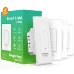 GHome Smart Switch,Smart Wi-Fi Light Switch Compatible with Alexa and Google Assistant 2.4Ghz, Single-Pole,Neutral Wire Required,UL Certified,Remote/Voice Control, No Hub Required (4 Pack)