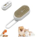 Cat Hair Steam Brush for Shedding，Cloud Care Cat Brush, 2024 Best Cat Steam Brush, Pet Steam Brush, 3-in-1 Self-Cleaning Cat Brush with 360° Rotating Arm, Detachable Silicone Bristle Head (White)