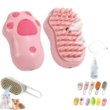 Pet Spritz Defur Comb for Dogs, Puffease Pets Spray, Electric Massage Steamy Brush for Cats Dogs Pets Detangle Cleaning Grooming (Pink A)