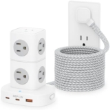 Power Strip Tower, 10 FT Extension Cord with 9 Outlets 3 USB (2 USB C), Surge Protector Tower, Multiple Outlets Power Strip Tower, Ideal for Dorms, Home Office, Travel, Hotels