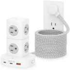 Power Strip Tower, 10 FT Extension Cord with 9 Outlets 3 USB (2 USB C), Surge Protector Tower, Multiple Outlets Power Strip Tower, Ideal for Dorms, Home Office, Travel, Hotels