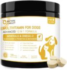 NATURE TARGET Dog Multivitamins for Overall Health with Minerals, Immune Support, Digestive Health, Joint, Hip, Skin & Coat Care with Probiotics, Glucosamine, Enzymes, 120 Freeze Dried Chews