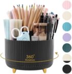 SKYDUE 360 Degree Rotating Desk Organizer, Dual-Purpose Pencil Pen Holder for Desktop, Rotating Desk Pen Organizer with 5 Slots, Office Supplies, Pencil Cup for Office, School, Home