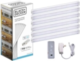 BLACK+DECKER Works with Alexa Smart Under Cabinet Lighting Kit, Adjustable LEDs, (6) 9″ Bars, White