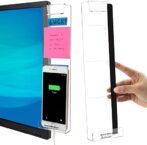 Office Desk Accessories 2pcs Computer Monitor Memo Board Multifunction Message Board Transparent Creative Monitor Side Panel with Sticky Note Holder Phone Holder Suitable for Office Home Work Desk