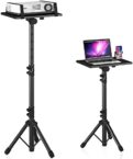 Projector Stand Tripod from 23″ to 46″, Laptop Tripod Stand Height Adjustable with Gooseneck Phone Holder, Laptop Floor Stand for Office, Home, Stage, Studio, DJ Racks Holder Mount