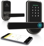 LOCKSTAR® Smart Door Lock with Handle • Keyless Deadbolt • Multiple Entry Methods – APP • Fingerprint Touch ID • Keypad Code • FOB • Traditional Key • Smart Home Devices