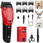 DOG CARE Dog Clippers for Grooming, Unique Smart Mode, Cordless Pet Grooming Kit with Rechargeable 180-mins Battery, Low Noise, Detachable Sharp Blade, Auxiliary Light (Red)