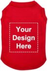 Personalized Dog Shirts, Custom Puppy Vest T-Shirt, Summer Breathable Pullover Pet Outfit, Lightweight Pet Sleeveless Tank Top for Small Dogs Cats, Add Your Image Text Design – Red,L