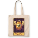 Retro Pixel Card Game Digital Pet Care Technology Gift for and Teens Natural White Multicolor Canvas Tote Bag