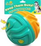 Dog Ball for Aggressive Chewers – Interactive Dog Toy Balls Fun Squeaky Sound to Keep Them Busy, Durable for Small Medium Large Breeds, Rubber Pet Fetch Chew Toys, Orange & Blue