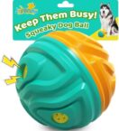 Dog Ball for Aggressive Chewers – Interactive Dog Toy Balls Fun Squeaky Sound to Keep Them Busy, Durable for Small Medium Large Breeds, Rubber Pet Fetch Chew Toys, Orange & Blue