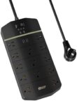 Power Strip,SUPERDANNY 5000 Joules Surge Protector with 13 AC Outlets 2 USB-A & 2 USB-C PD 20W Fast Charging Heavy Duty 14AWG/3C Industrial Grade 15ft Extension Cord for Workbench Home Office Black