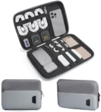 BAGSMART Electronics Travel Organizer Case for 10.2 Inch Tablets, Tech Pouch Essentials for Power Bank, SD Cards, Cord and Cable Storage Bag, Grey
