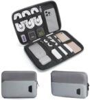 BAGSMART Electronics Travel Organizer Case for 10.2 Inch Tablets, Tech Pouch Essentials for Power Bank, SD Cards, Cord and Cable Storage Bag, Grey