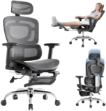 Ergonomic Office Chair, Breathable Mesh with Adaptive Lumbar Support, 3D Headrest, Armrests, Retractable Footrest, and a Six-Position Adjustable Backrest, Black