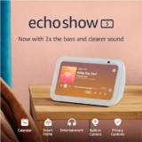 Like-New Amazon Echo Show 5 (newest model), Smart display with 2x the bass and clearer sound, Glacier White