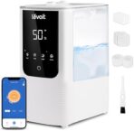 LEVOIT Humidifiers for Bedroom Home, Smart Warm and Cool Mist Air Humidifier for Large Room, Auto Customized Humidity, Fast Symptom Relief, Easy Top Fill, Essential Oil, Quiet, OasisMist4.5L, White