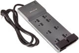 Belkin 8-Outlet Power Strip Surge Protector w/Flat Plug, 6ft Cord – Ideal for Computers, Home Theatre, Appliances, Office Equipment (3,550 Joules) – (Pack of 3)