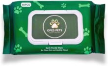 Hypoallergenic Pet Wipes, Cleaning and Odor-Controlling Grooming Wipes for Paws, Body, and Butt, Perfect for Puppy and Adult Pets, Unscented, 80 Count