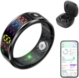 Color Screen Smart Ring for Women Men, Fitness Tracker with Heart Rate/Blood Pressure/Blood Oxygen Monitor,Sleep Tracker,Pedometer, IP68 Waterproof Health Rings for iPhone Android
