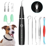 Ultrasonic Dog Teeth Cleaning Kit for Pet Teeth Cleaning, Dog Plaque Remover for Teeth, 5 Modes Dog Tartar Remover for Teeth Care to Remove Stains Calculus, 10 in 1 Pet Cleaner Toothbrush (Black)