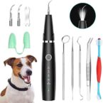 Ultrasonic Dog Teeth Cleaning Kit for Pet Teeth Cleaning, Dog Plaque Remover for Teeth, 5 Modes Dog Tartar Remover for Teeth Care to Remove Stains Calculus, 10 in 1 Pet Cleaner Toothbrush (Black)