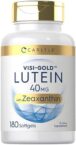 Carlyle Lutein and Zeaxanthin Supplement | 40mg | 180 Softgels | Pills for Eyes | Eye Health Vitamins | Visi-Gold | Non-GMO and Gluten Free